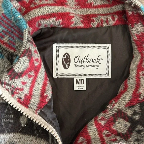 Outback trading company western Aztec style vest size medium with pockets - Picture 3 of 14